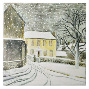 Carreau Eric Ravilious - chemin Hallstead en neige,