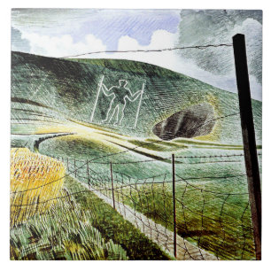 Carreau Eric Ravilious - Le Géant de Wilmington, beaux-art