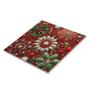 Carreau Espagne Noël Star Peinture à la main Terracotta no