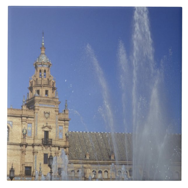 Carreau Espagne, Séville, Fontaine d'Andalousie et ornée (Devant)