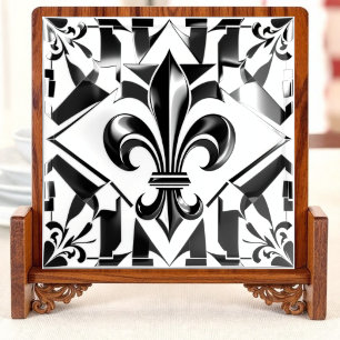 Carreau Essence de fleur noir et blanc