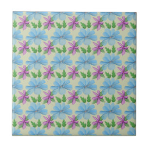 Carreau Esthétique à motif floral bleu   Fleur aquarelle