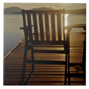 Carreau États-Unis, Maine, Rockwood. Une chaise avec vue s