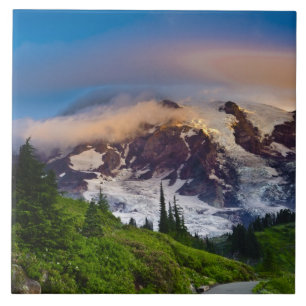 Carreau États-Unis, Washington, Mt. Rainier. Soleil matin