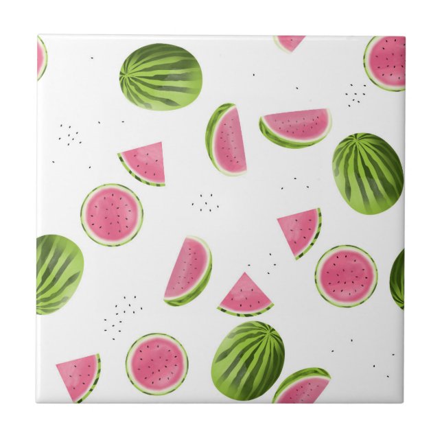 Carreau Eté Pink & Green Watermelon Motif sans couture (Devant)
