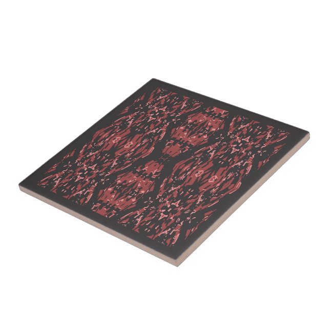 Carreau Ethnic Boho Antique Motif Brown rose rouge (Côté)
