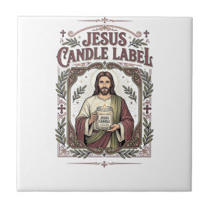 Carreau Étiquette de bougie Jésus Bougie Jésus Foi chrétie