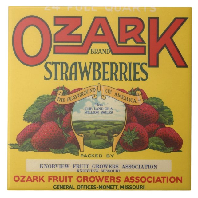 Carreau Étiquette de caisse de fraise d'Ozark (Devant)