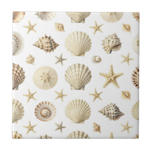 Carreau Étoile de mer des coquillages marins motif sans co