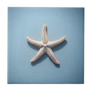 Carreau Étoile de mer exotique avec fond bleu noir
