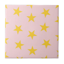 Etoiles géométriques rose jaune Motif