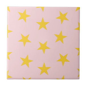 Carreau Etoiles géométriques rose jaune Motif