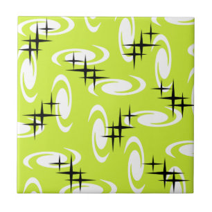 Carreau Étoiles Motif Chartreuse rétro à l'âge atomique