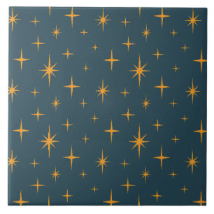 Carreau Etoiles Motif du milieu du siècle moderne foncé Tu