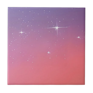 Carreau Étoiles Twilight Coucher de soleil rose violet Omb