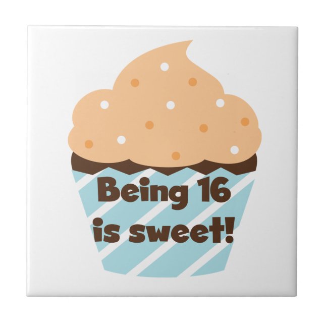Carreau Etre 16 est Sweet Anniversaire T-shirts et cadeaux (Devant)