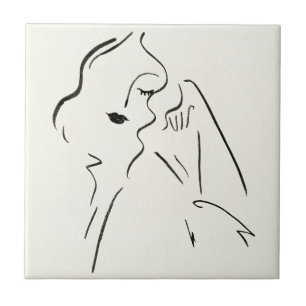 Carreau Étude simple - Croquis d'une dame