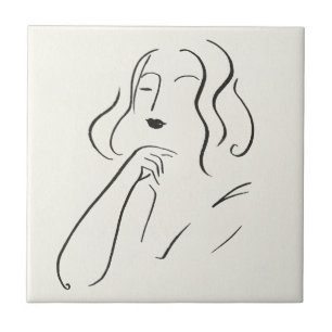 Carreau Étude simple - croquis d'une femme