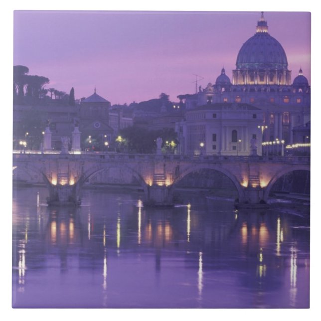 Carreau Europe, Italie, Rome. Saint-Pierre et Ponte Sant (Devant)