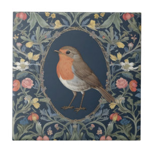 Carreau Européen Robin Bird William Morris style L Floral