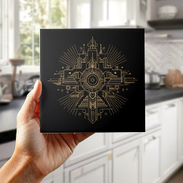 Carreau Éventail Art Déco de luxe Motif Géométrique Pat#4 