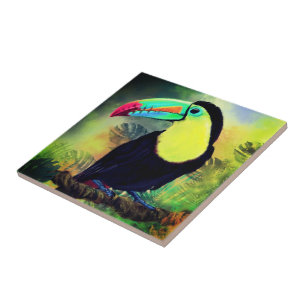 Carreau Exotique Tropical Toco Toucan Bird - Peinture Art