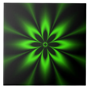 Carreau Explosion de Fleur Verte Fractale