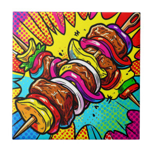 Carreau Explosion de Kebab Pop Art