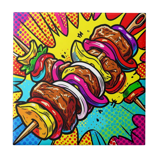 Carreau Explosion de Kebab Pop Art (Devant)