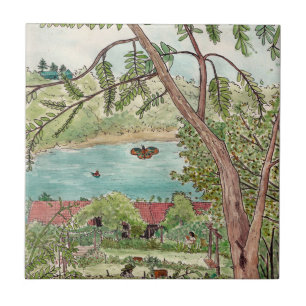 Carreau Exquise Botanique Jardin Oasis Aquarelle