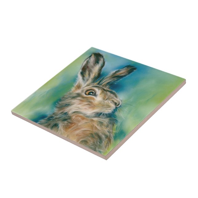 Carreau Exubérance de lièvre sauvage Art pastel (Côté)