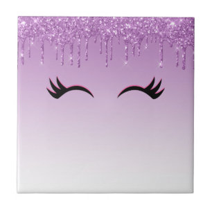 Carreau Eyelashes rose et noir élégant sur Parties scintil