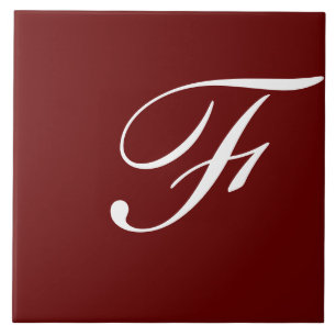 Carreau F Monogramme Blanc initial sur Maroon