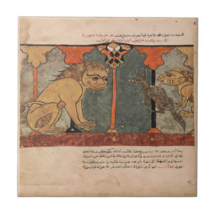 Carreau Fable de la Renaissance indienne du lion et du cha