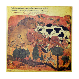 Carreau Fable du roi lion bœuf Renaissance indienne