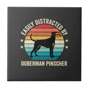 Carreau Facilement distrait par Doberman Pinscher Retro Su