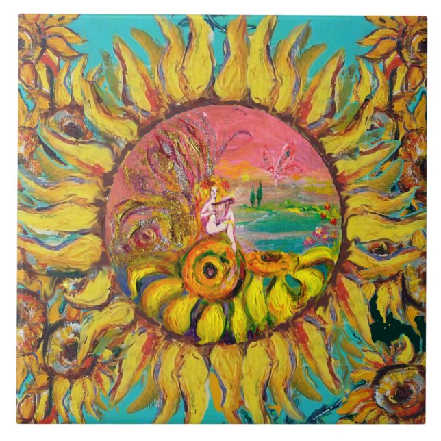 Carreau FAIRY OF SUNFLOWERS JOUER LYRA Imaginaire Floral (Devant)