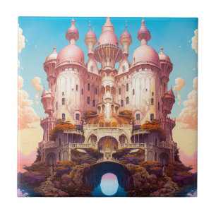 Carreau Fairy Tale Castle Rose White Gold Imaginaire Art