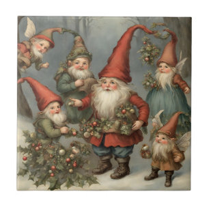 Carreau Fairy Tale Noël Gnomes dans la forêt