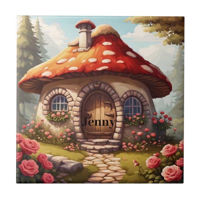 Carreau Fairy Toadstool House. Nom modifiable (Devant)