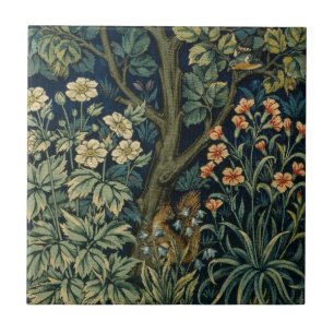 Carreau Faisan d'arbre boisé William Morris