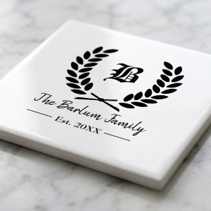 Carreau Famille Couronne de Laurier Monogramme