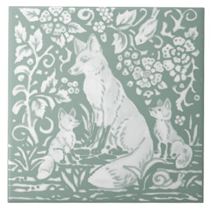Carreau Famille Fox Sage Green Forêt forestière Folithe