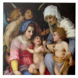 Carreau Famille sainte avec les anges, c.1515-16 (huile