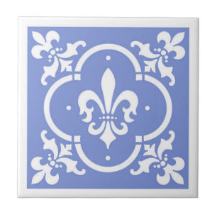 Carreau Fancy Fleur De Lis Blue
