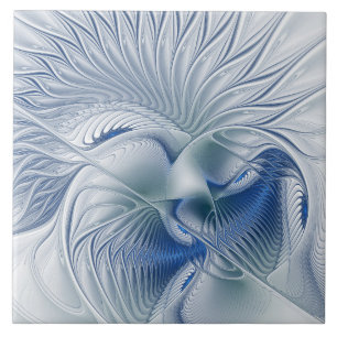 Carreau Fantaisie dynamique Abstrait Tons bleus Art fracta
