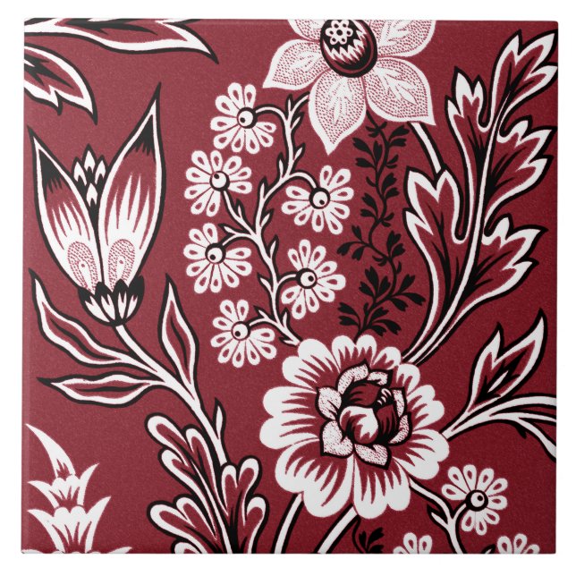 Carreau Fantastic Flowers (Maroon) Fine Art (Devant)