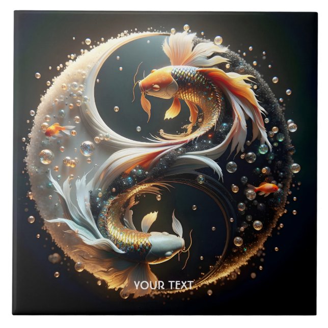 Carreau Fantasy Cute Koi Yin Yang (Devant)