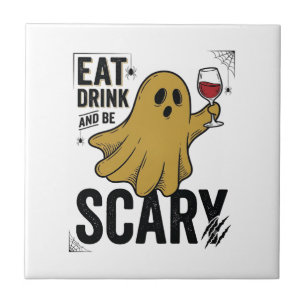 Carreau Fantôme d'Halloween Manger Boire Et Être Effrayant