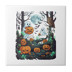 Carreau Fantômes d'Halloween Citrouilles effrayantes Hibou